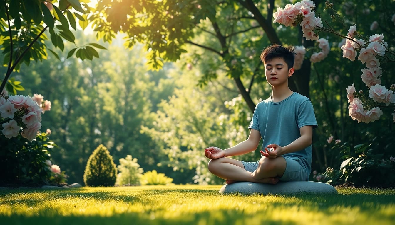Transform your mindset with these mental health tips illustrated by a peaceful meditation scene.
