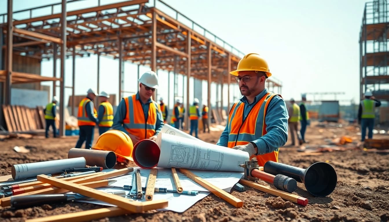 New Jersey Commercial General Contractor overseeing a construction site bustling with activity.