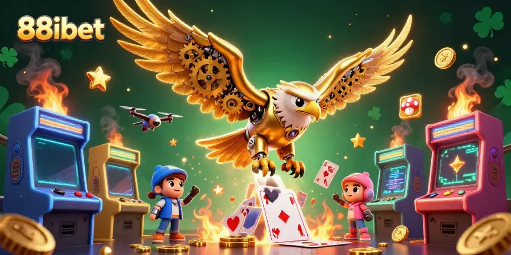 Engage with the vibrant 88ibet world of casino games through a dynamic 3D illustration.
