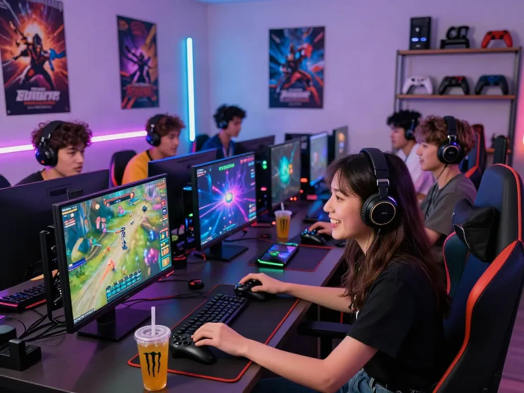 Exciting gaming environment on https://gem88.jpn.com/ with players enjoying vibrant gaming setups and interactions.