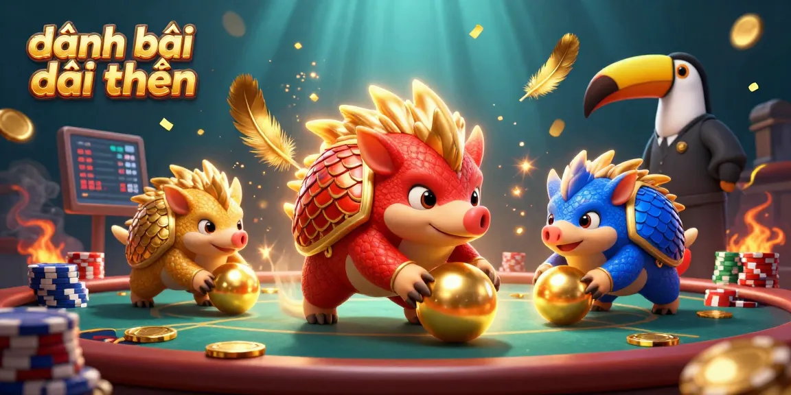 Experience the excitement of đánh bài đổi thưởng with dynamic pangolin rivals at a lively poker table.