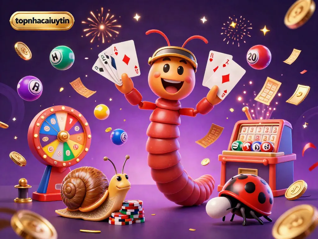 Experience thrilling gameplay in topnhacaiuytin's vibrant casino scene featuring an enthusiastic cartoon dealer and exciting game elements.