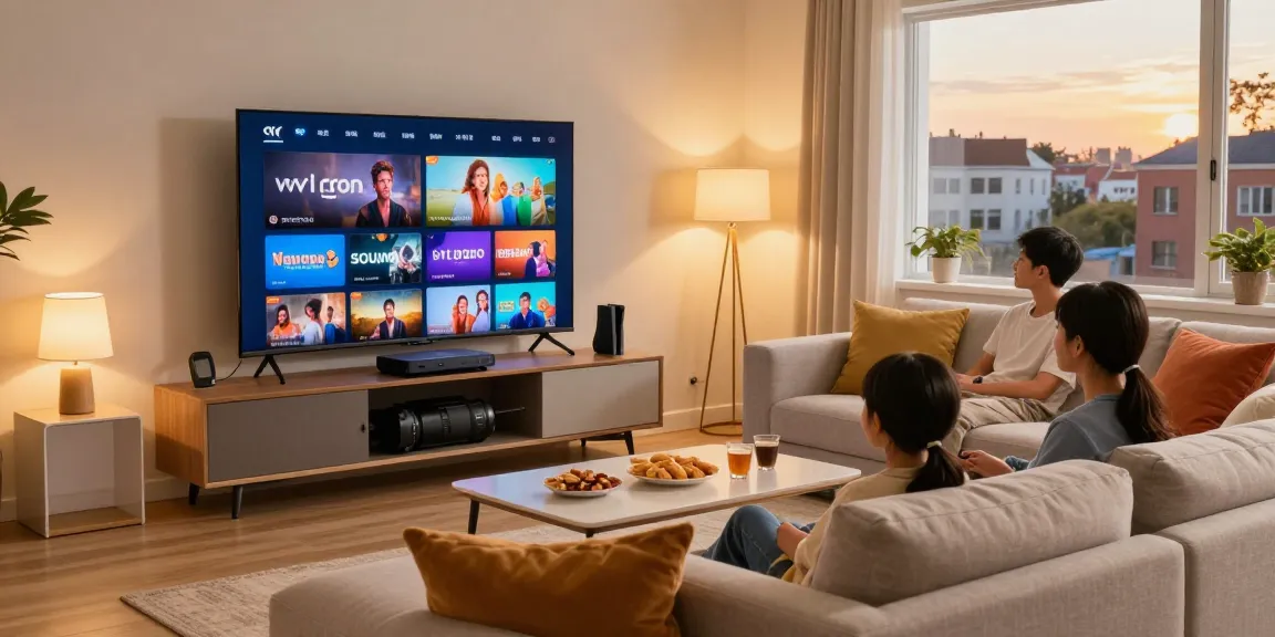 Family enjoying the best cable alternatives in a cozy living room.