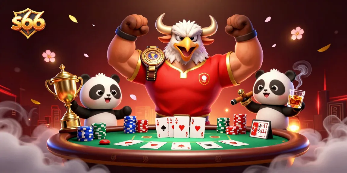 Engage with thrilling poker action in s66, featuring a victory bull mascot and winnings galore.