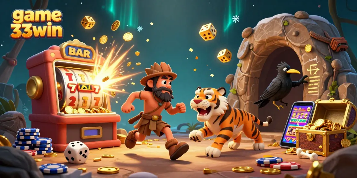 Experience the thrilling game 33win in a vibrant, animated casino scene with rich details and dynamic visuals.