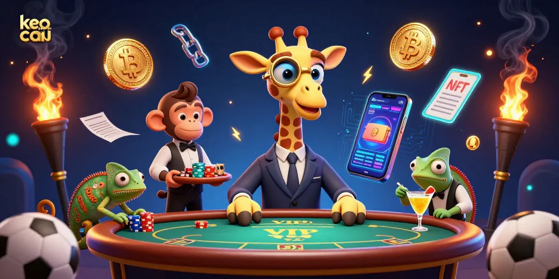 Bet on keo nha cai with a high-roller giraffe in a vibrant casino scene.