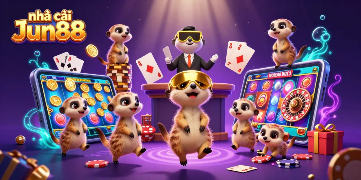 Experience excitement at nhà cái Jun88 with meerkats managing a vibrant casino operation.