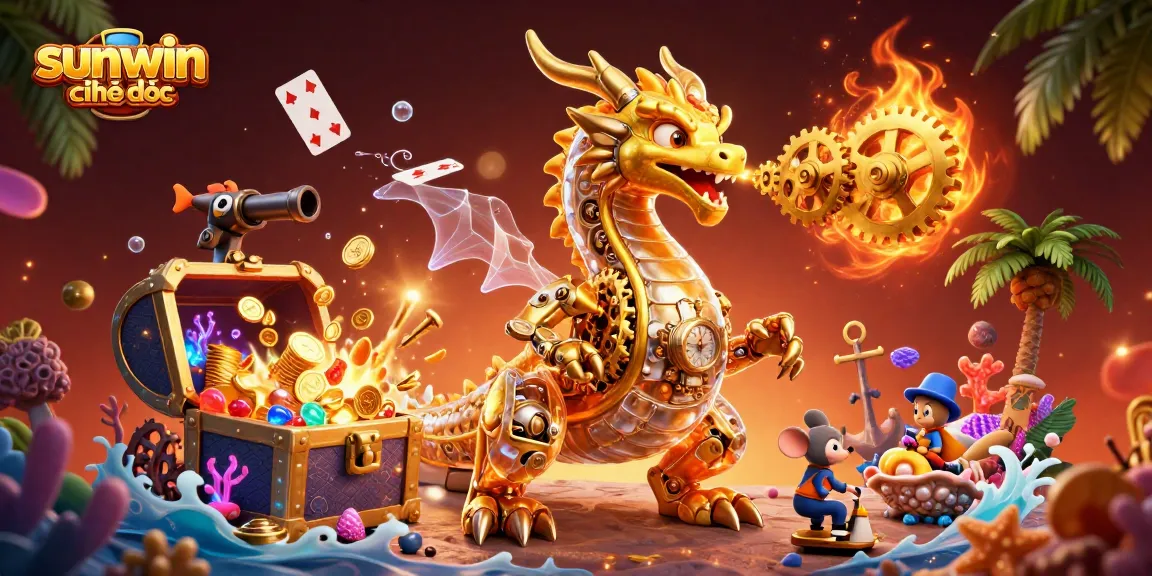 Experience the thrill of sunwin chính thức as golden treasures and games merge in a vibrant casino scene.